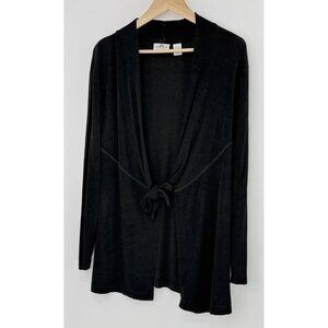 Chico’s‎ Travelers Black Slinky Knit Tie Front Jacket Cardigan Sz 2 Acetate USA